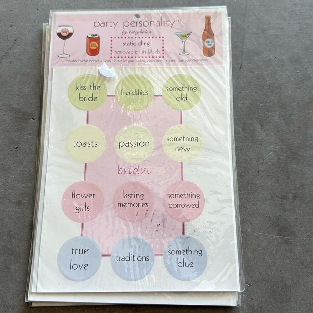 Static clean, removable, fun labels bridal